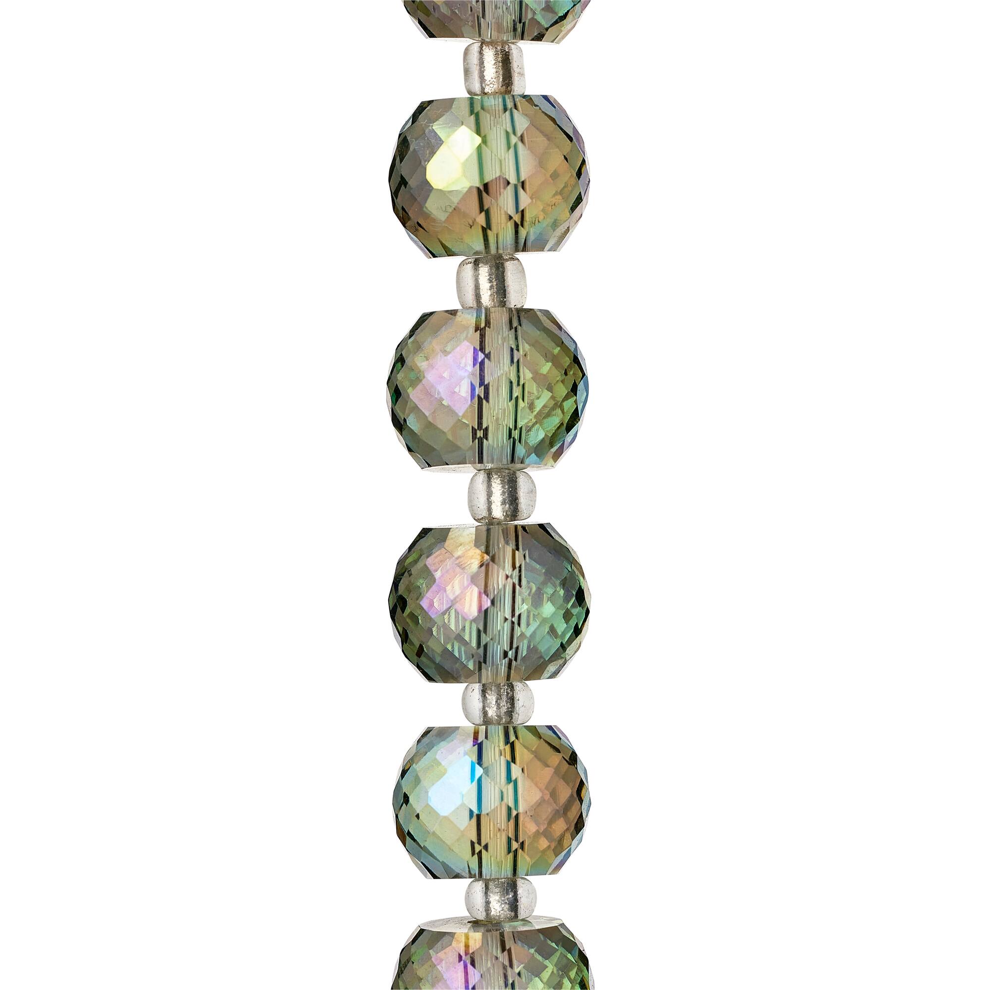Aqua Faceted Rondelle Glass Beads, 10mm by Bead Landing™
